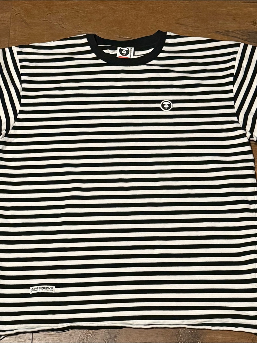 Men's Black & White Striped Short Sleeve Crew Tee